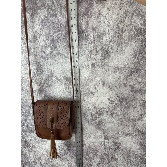 Boho Faux Leather Purse Women S Brown laser cut Crossbody Shoulder Bag Tassel - Picture 6 of 12